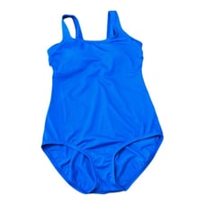Lands’ End Petite Scoop Neck Tugless Sporty One Piece Swimsuit Royal Blue Sz 6P