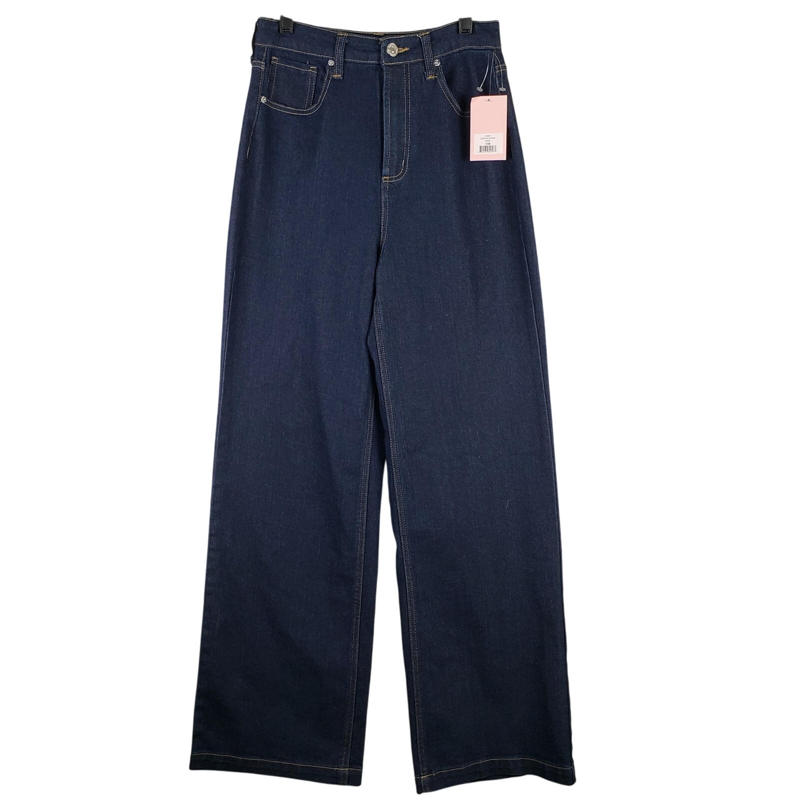 Juicy Couture Size 28 Lunita Wide Leg Jeans Bedazzled Pocket Spellout Y2K Style