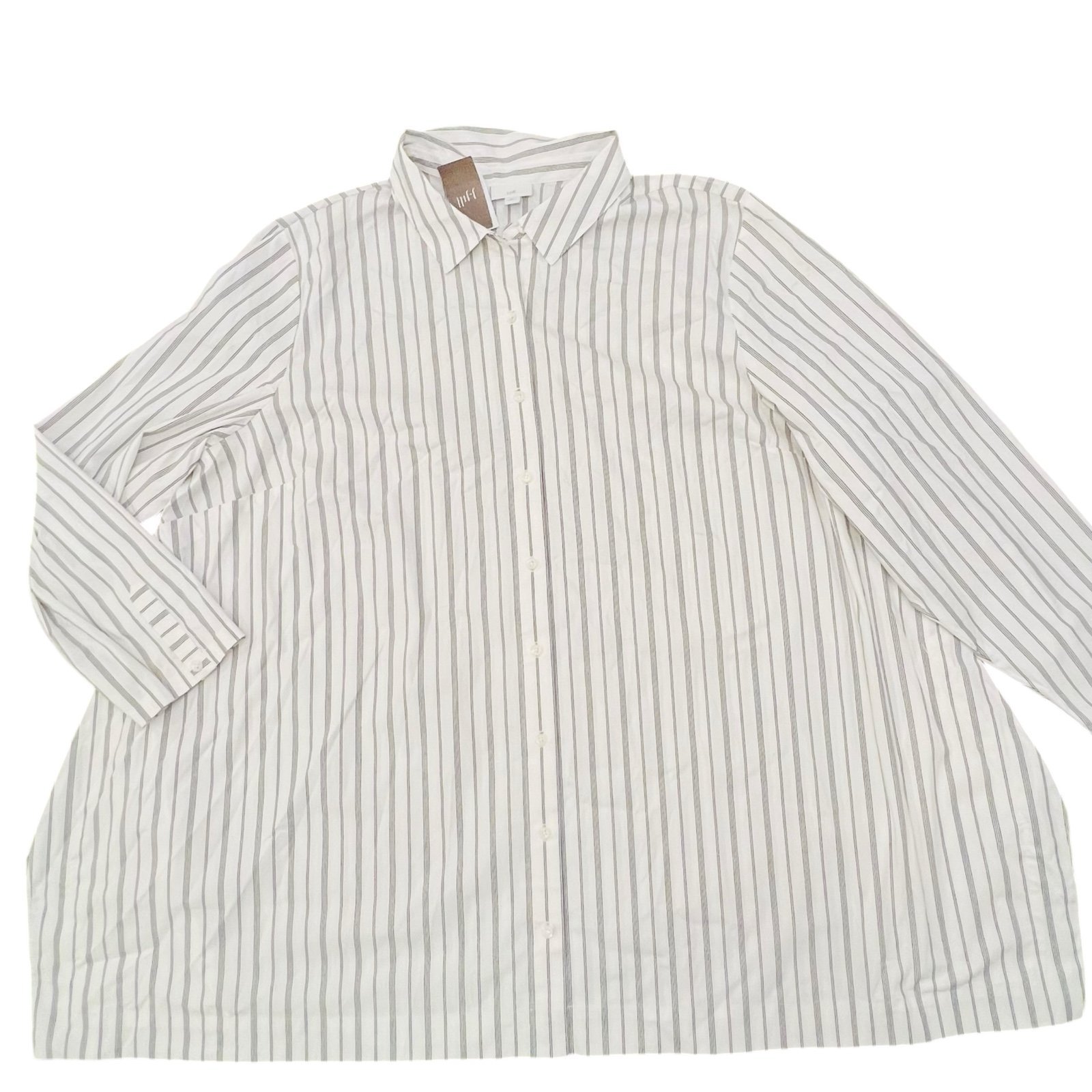 J Jill Shirt Womens 4X Button Down Striped 3/4 Sleeve Career Office NWT 99
