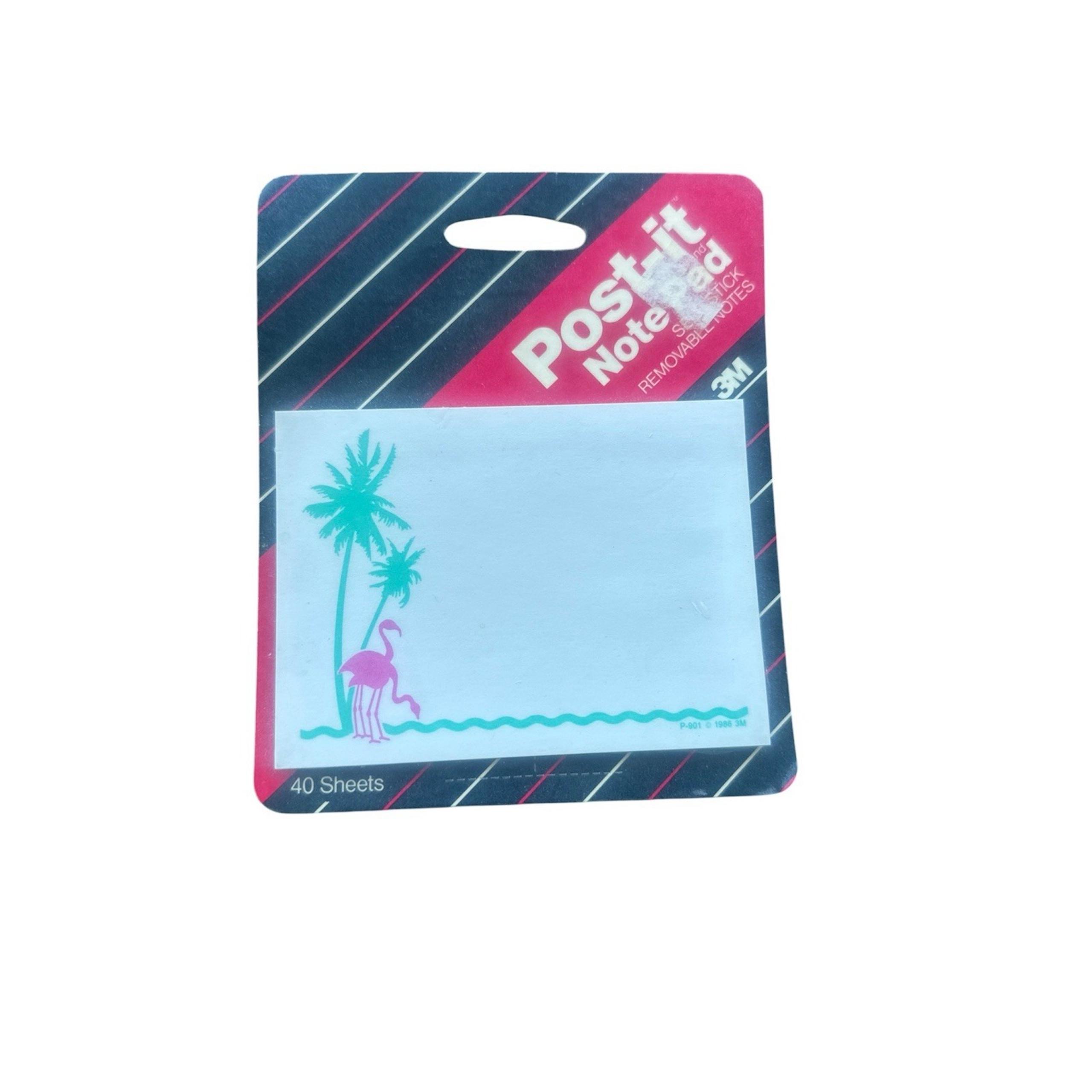 Vintage Post It Notes Flamingo New Old Stock 1987 One Pad 40 Sheets Made In USA