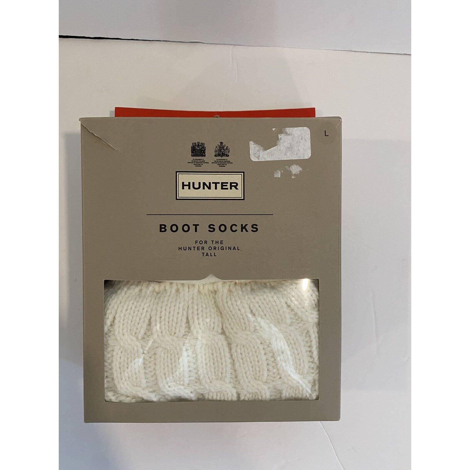 HUNTER Women's 245358 Natural White 6 Stitch Boot Sock Size L