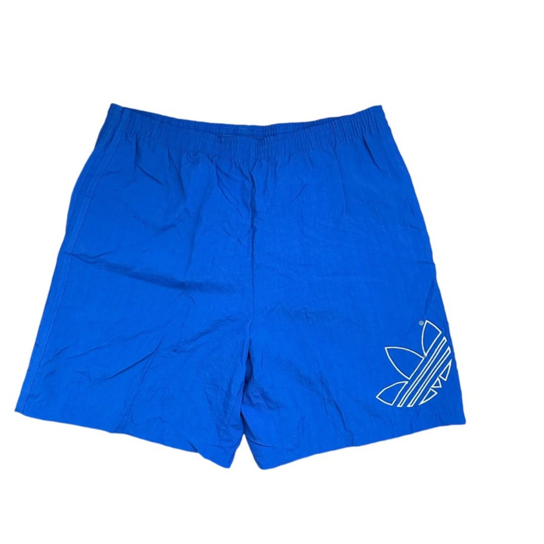 Vintage 90's Adidas Nylon Shorts Men's L Royal Blue Lined Logo Deadstock Casual