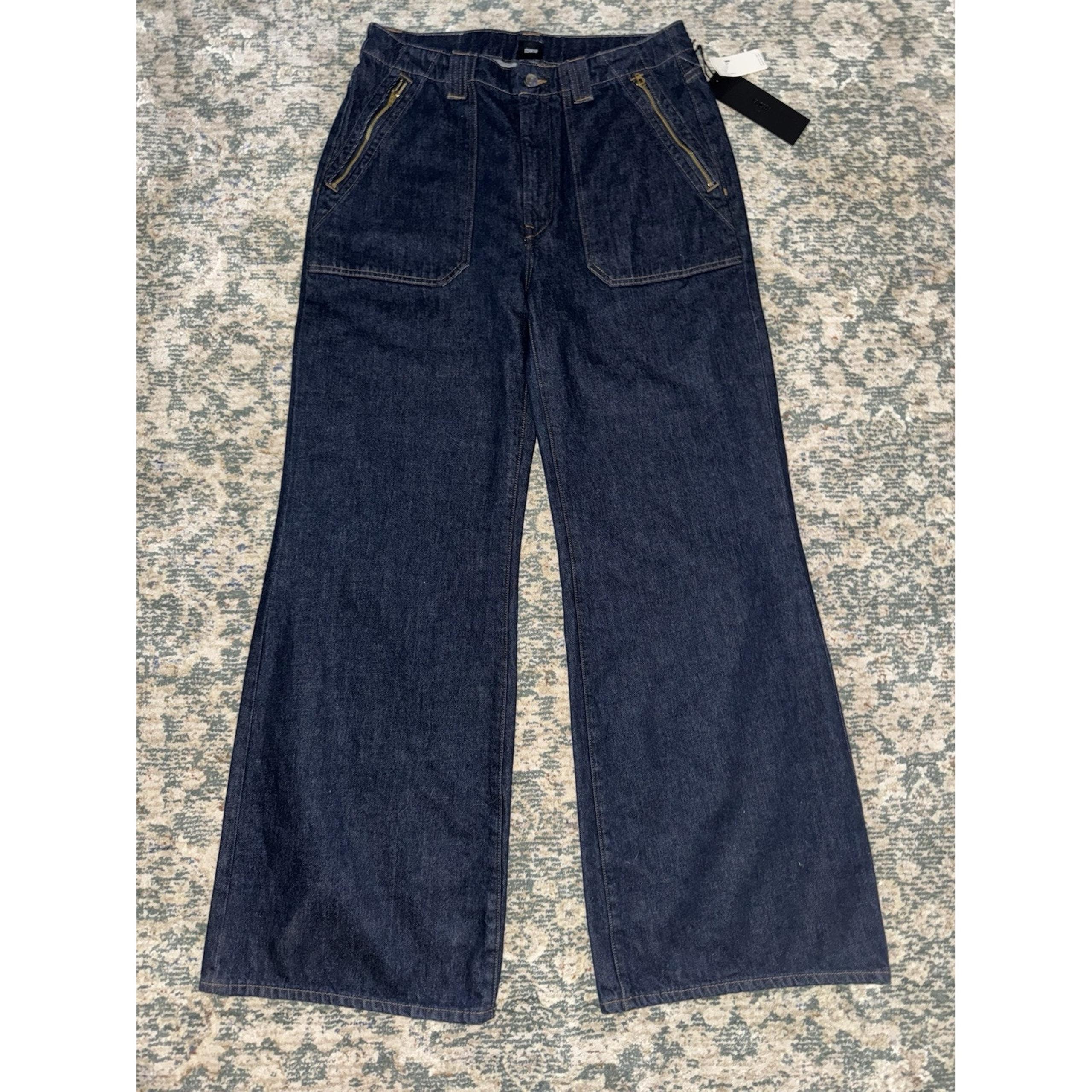 NEW $218 Anthropologie EDWIN Rowan Wide Leg Jeans Dark Wash Size 32