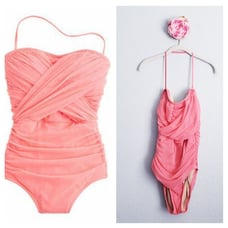 J. Crew Coral Pink Tulle Bandeau Tank Swimsuit