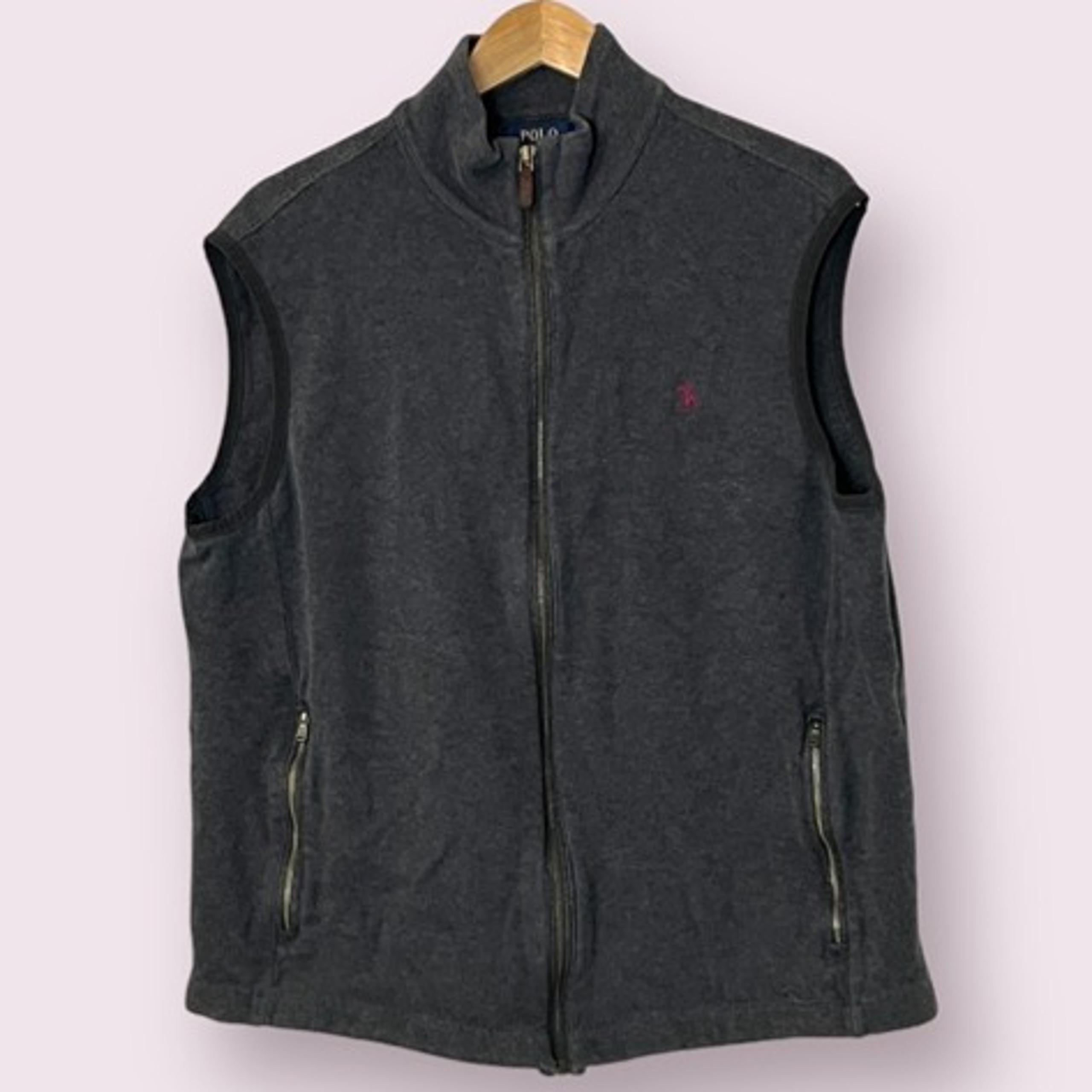 Polo Ralph Lauren Men's Vest Jacket Full Zip Gray Size Large Pockets