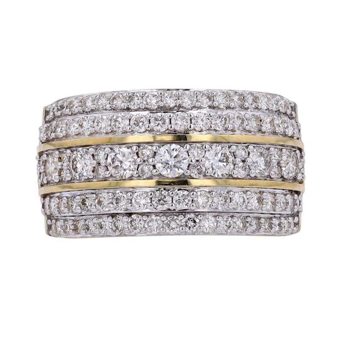 1.50 CT 10K Yellow Gold Womens Natural Diamond Wide Ring Size 7
