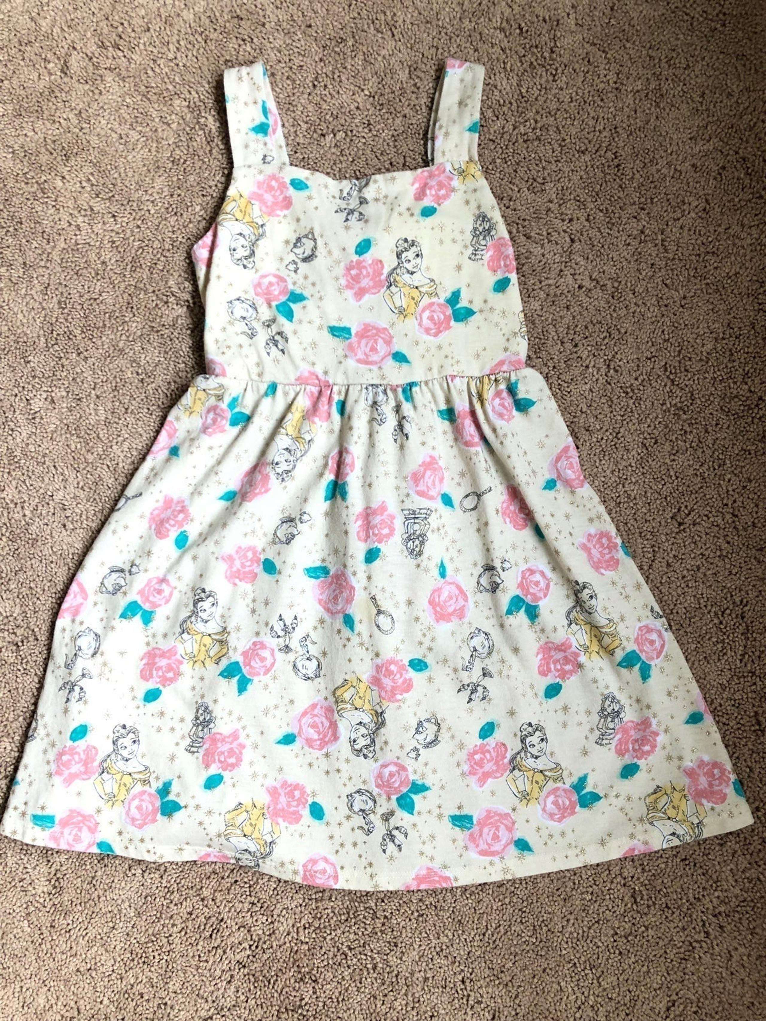 Disney Jumping Beans Belle Shift Dress Pastel with Gold Sparkle Size 6 Girl's.