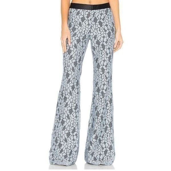 NWOT Alexis Agata Fully Lined Lace Flare Light Blue Navy Trouser Size Medium