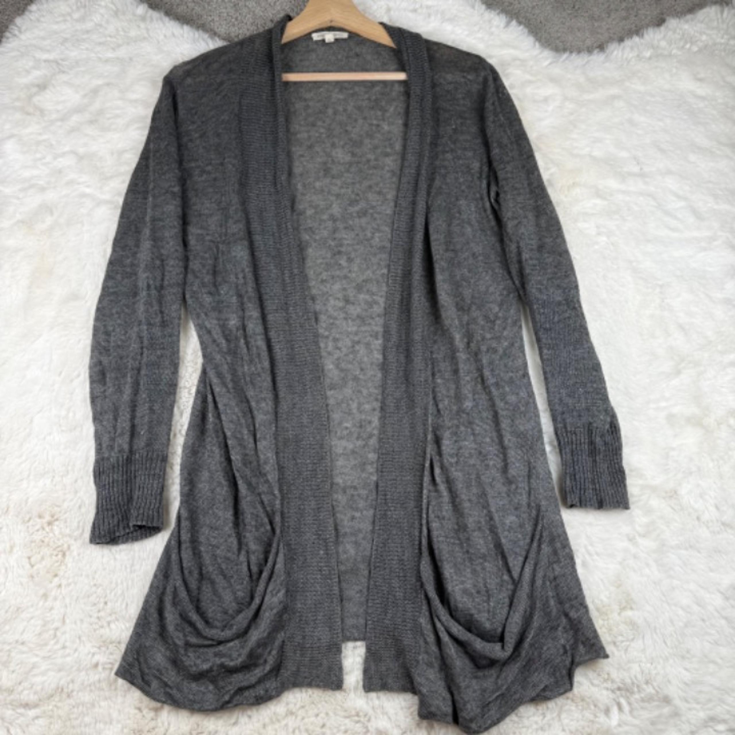 Eileen Fisher Women's 100% Linen Longsleeve Cardigan Lightweight Sweater Grey Sm