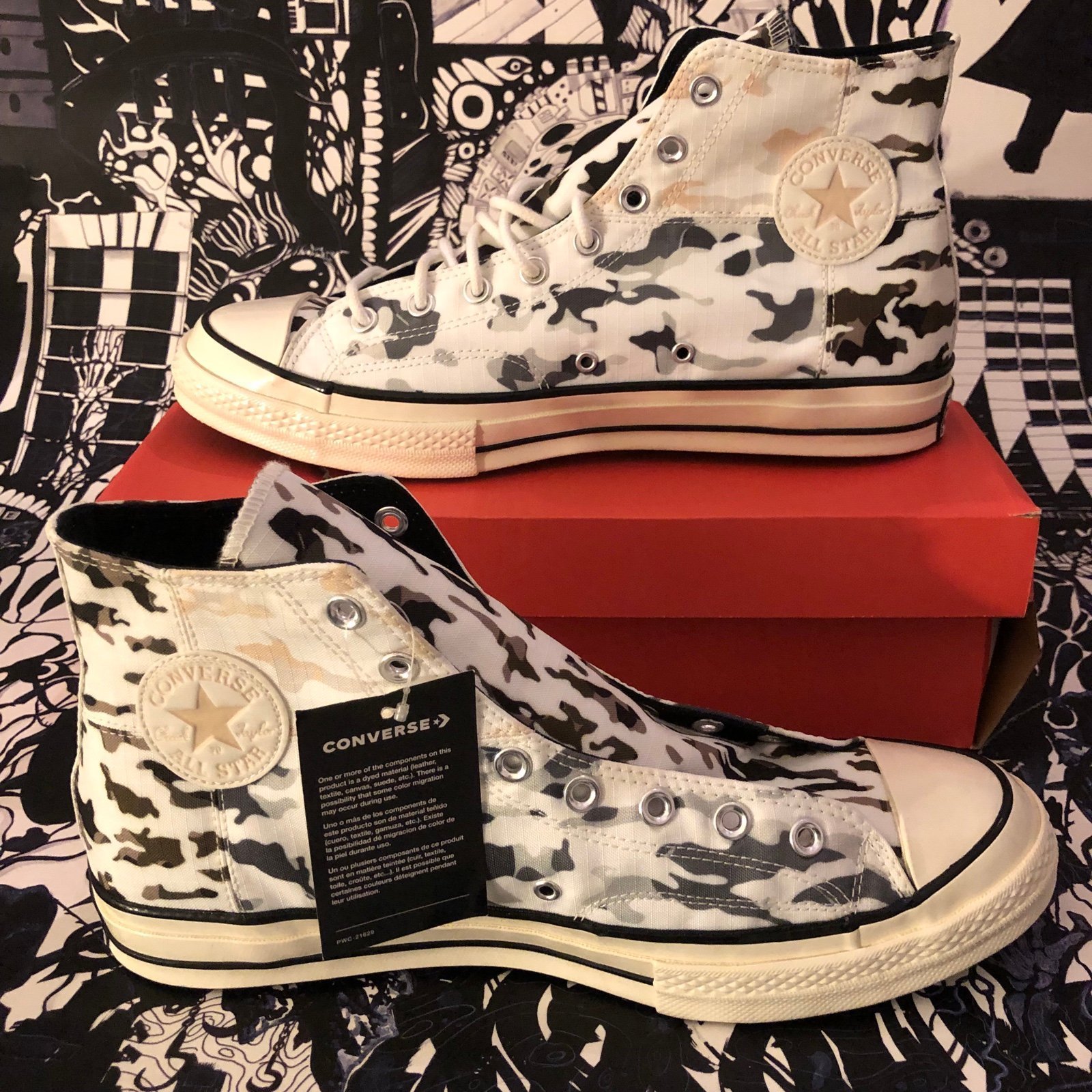 NWB Converse Chuck 70 Hi Blocked Camo White Carbon Grey Ripstop