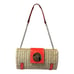 kate Spade Small Wicker with Bright Orange Detail Clutch Shoulder Bag