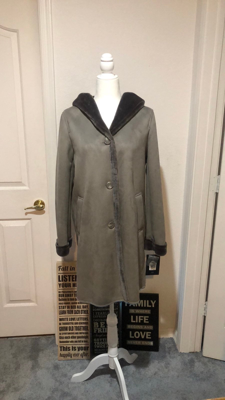 Andrew Marc New York Faux Shearling Hooded Coat