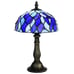Blue Pedestal Tiffany Style Stained Glass Table Lamp w/ Satin Bronze Finish Base
