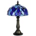 Blue Pedestal Tiffany Style Stained Glass Table Lamp w/ Satin Bronze Finish Base