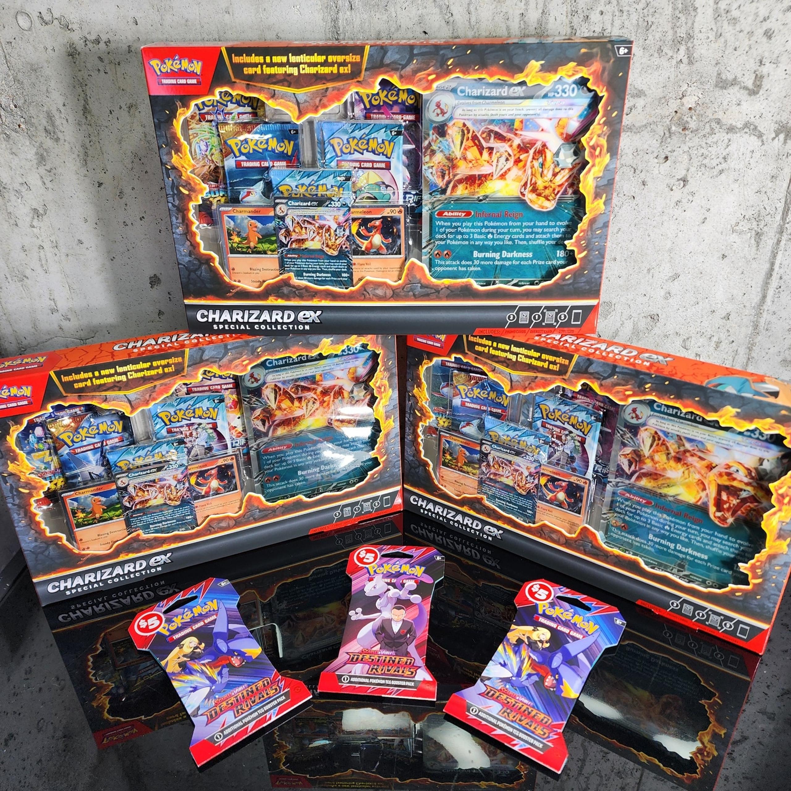 3x Pokemon Charizard EX Special Collection Box +3x  Destined Rivals Pack Lot