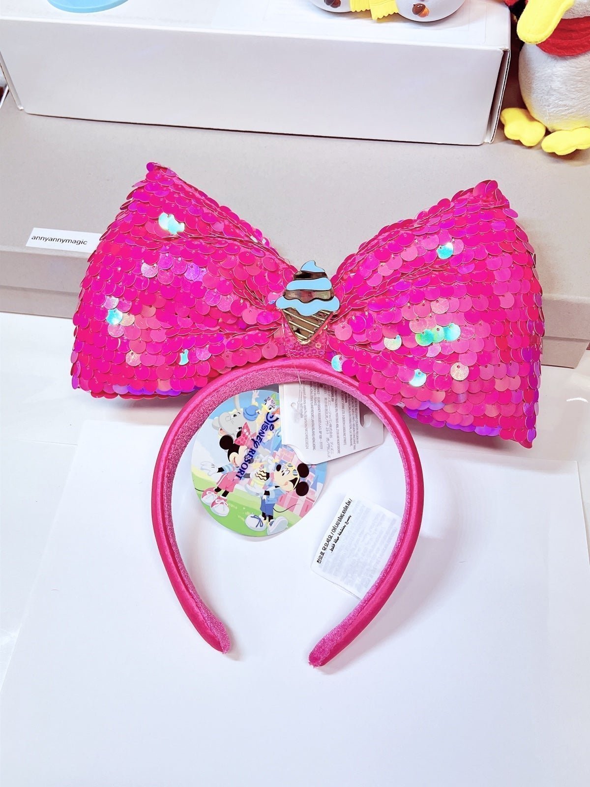 Disney SH 2023 pink bow sequin ice cream ears w/ tag no2637393