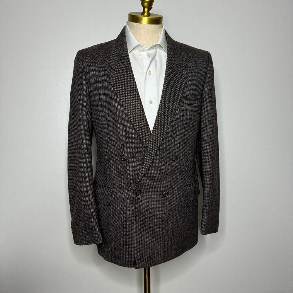 Vtg The Alexandre Tweed Sport Coat Blazer 42R Mens Brown Check Wool