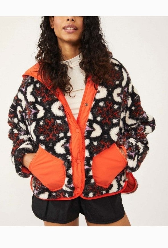 Free People fleece jacket Reversible snowcap combo XS oversized