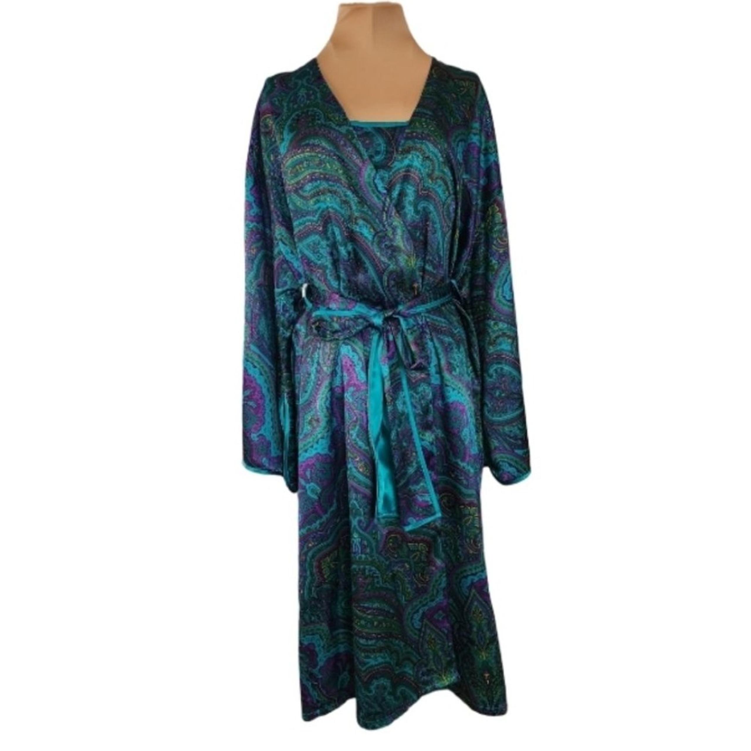 Vintage Lord & Taylor Paisly Slip and Kimono Set Women's Medium