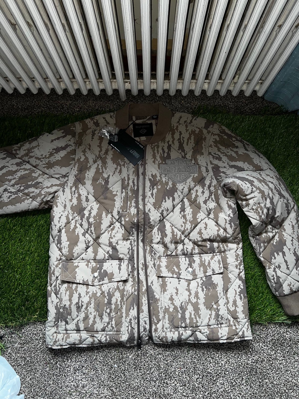 Harley Davidson Quilted Park Jacket Woven Camo 97400-24VM Mens Size Large