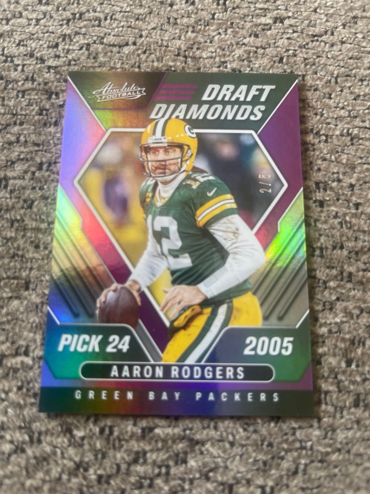 2022 Panini Absolute Draft Diamonds Aaron Rodgers Purple Spectrum PACKERS #/5