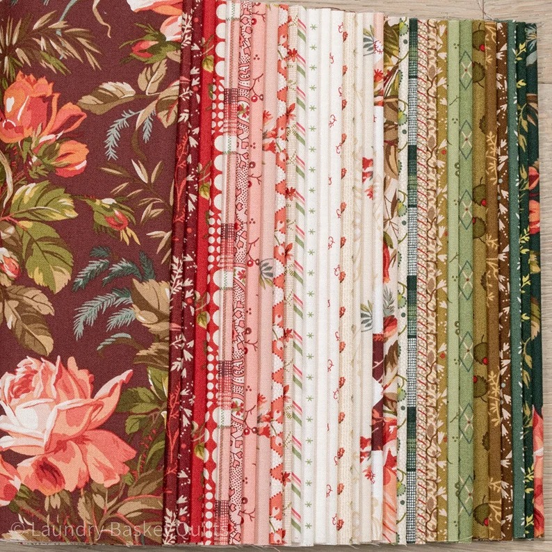 NEW Andover Joy Holiday Floral Edyta Sitar Laundry Basket Quilts LBQ Cream