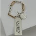 Lauren Ralph Lauren NWT Gold Silver Two Tone Logo Coin Flex Line Toggle Bracelet
