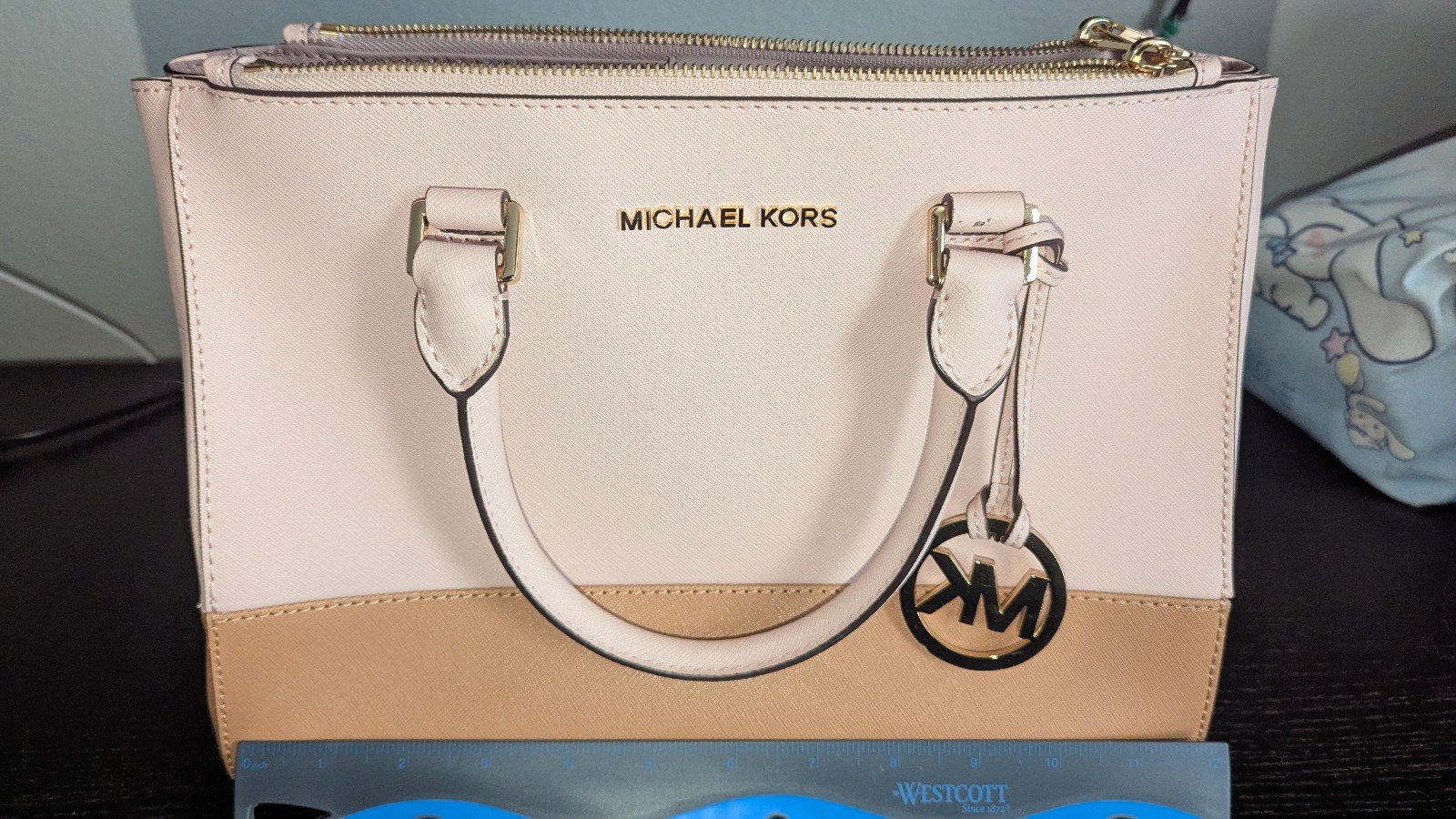 Michael Kors Sutton Medium Purse ~ Color block Blossom/Suntan Satchel