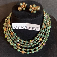 VINTAGE VENDOME GREEN PEARl/BRONZE GLASS