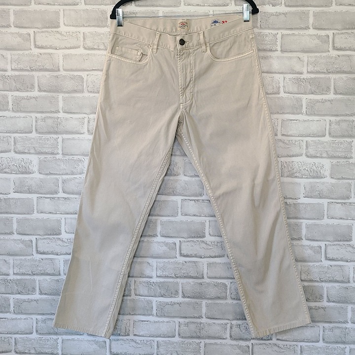 Faherty Stretch Terry 5 Pocket Pant Stone Men 32 Casual Relaxed Never Worn