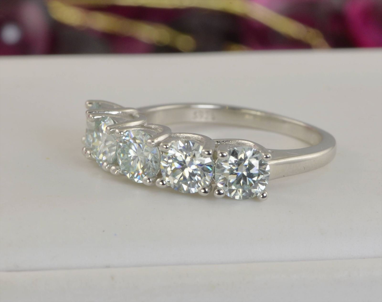 2.5 TCW New Certified Moissanite Diamond Half Band Wedding Ring 8
