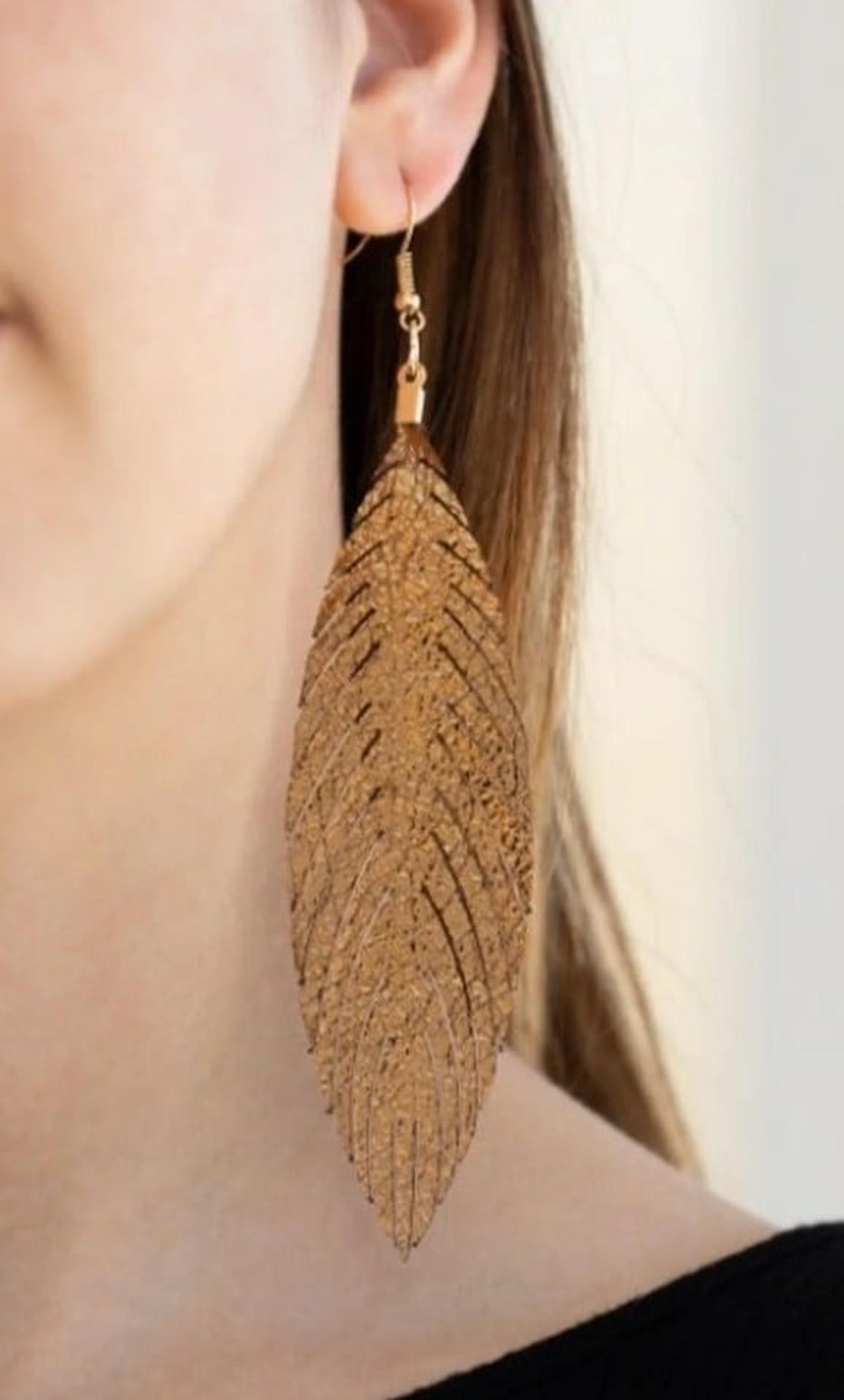FEATHER FANTASY Gold / Copper Earrings - Paparazzi