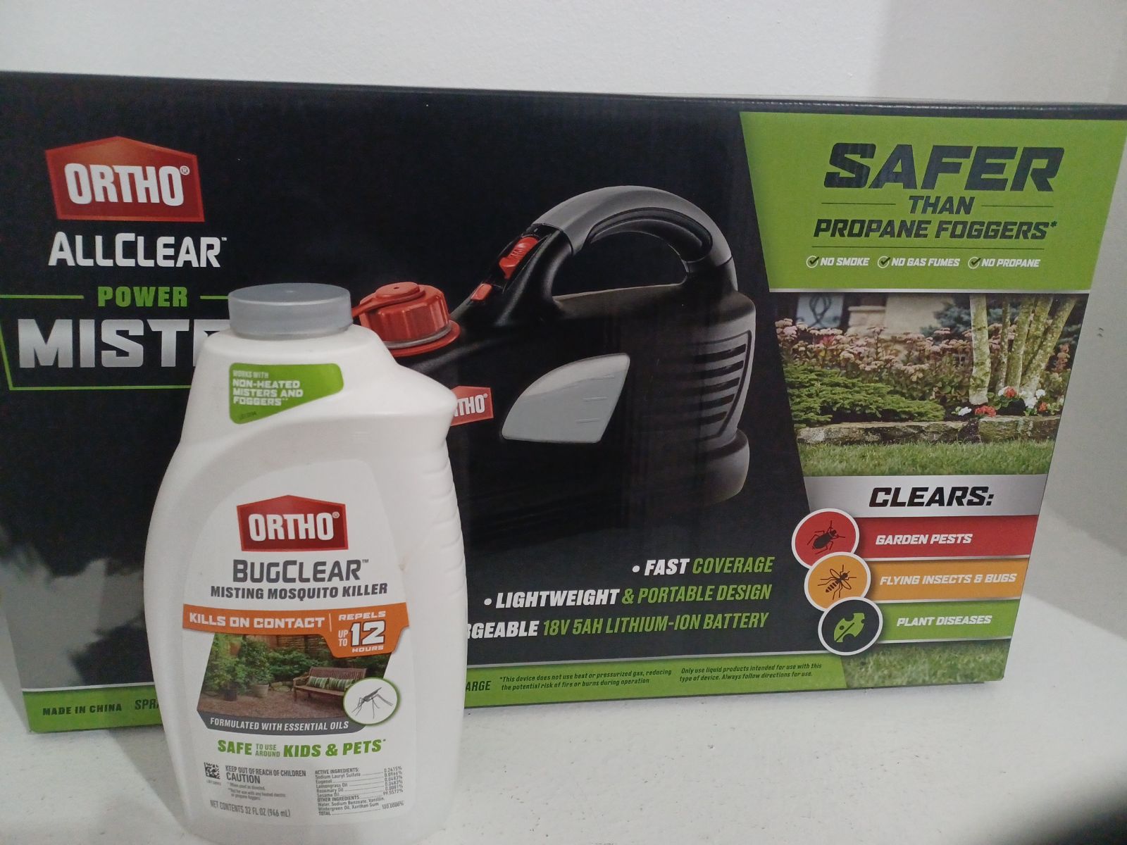 Ortho AllClear 18V Power Mister Lawn / Garden Sprayer Safer Than Propane Foggers