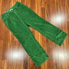 Talbots Vintage Green Corduroy Pants Soft Velvet Microfiber Bottoms Size 14