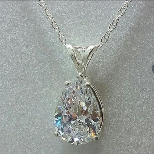 JUST INWhite Teardrop White Sapphire Solitaire Necklace Zircon Fashion Jewelry