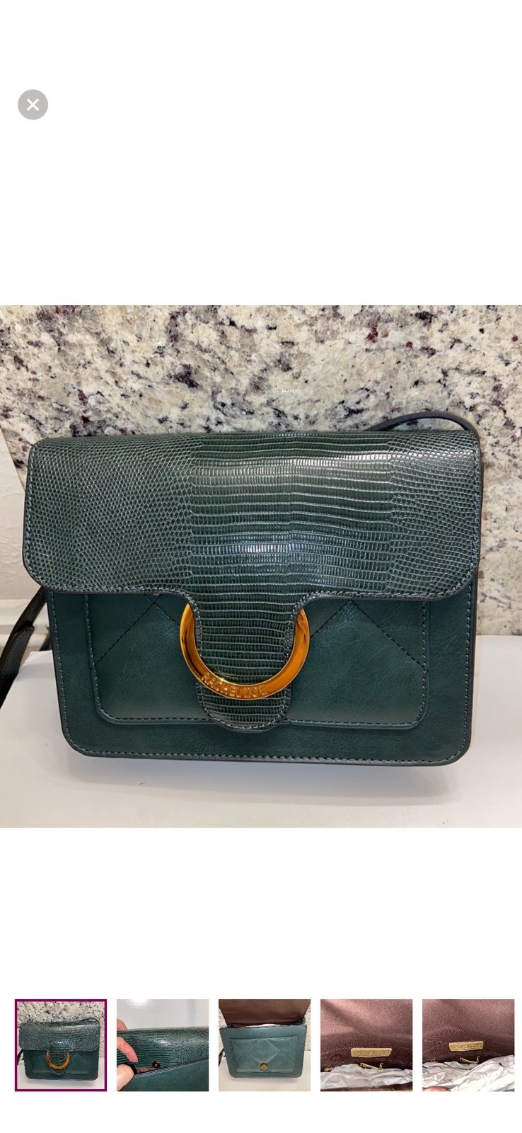 RACHEL ZOE emerald crossbody bag with gold accents