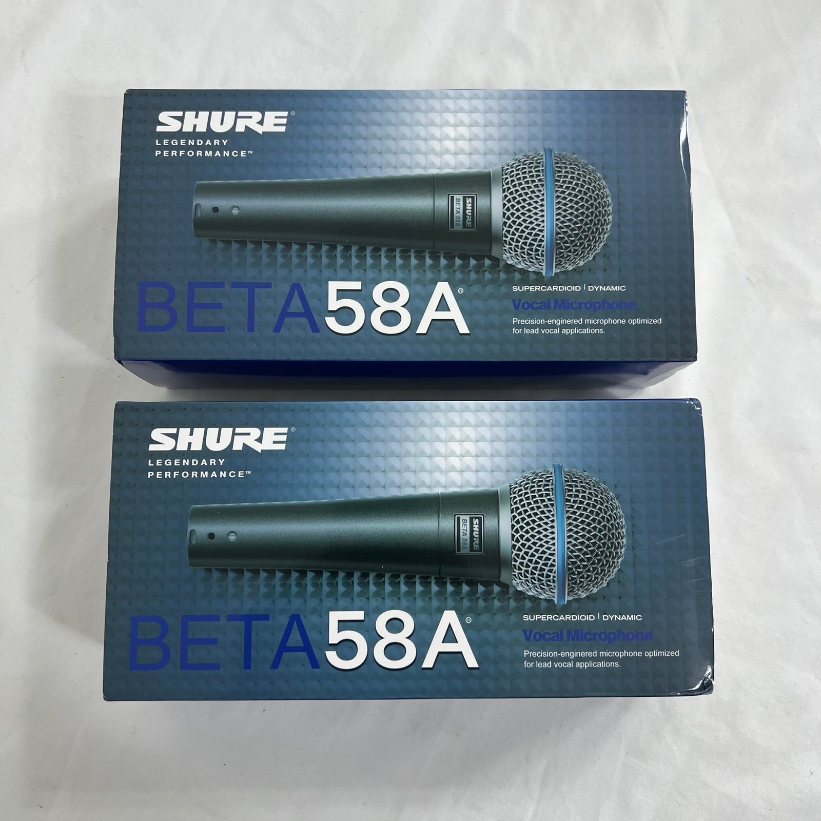 2 - Shure Beta 58A Supercardioid Dynamic Vocal Microphone w/box, Case, Paperwork