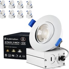 8-Pack 3 Gimbal Led Recessed Light Downlights 3CCT 3000K 4000K 5000K 10W