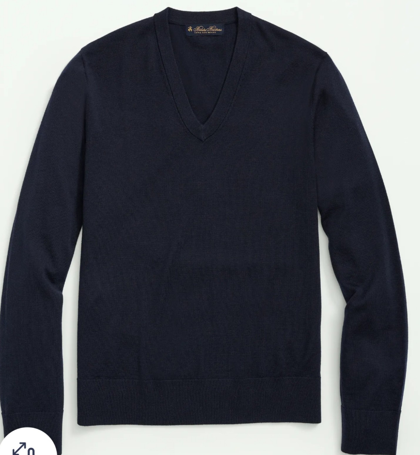 Men's Brooks Brothers Navy Ultimate Merino Wool V-neck Sweater, Size XL