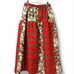 USA Cotton Cat Print & Tartan Check Mix Gathered Long Skirt