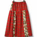 USA Cotton Cat Print & Tartan Check Mix Gathered Long Skirt
