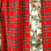 USA Cotton Cat Print & Tartan Check Mix Gathered Long Skirt