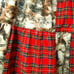 USA Cotton Cat Print & Tartan Check Mix Gathered Long Skirt