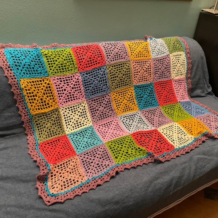 blanket throw crochet colorful squares