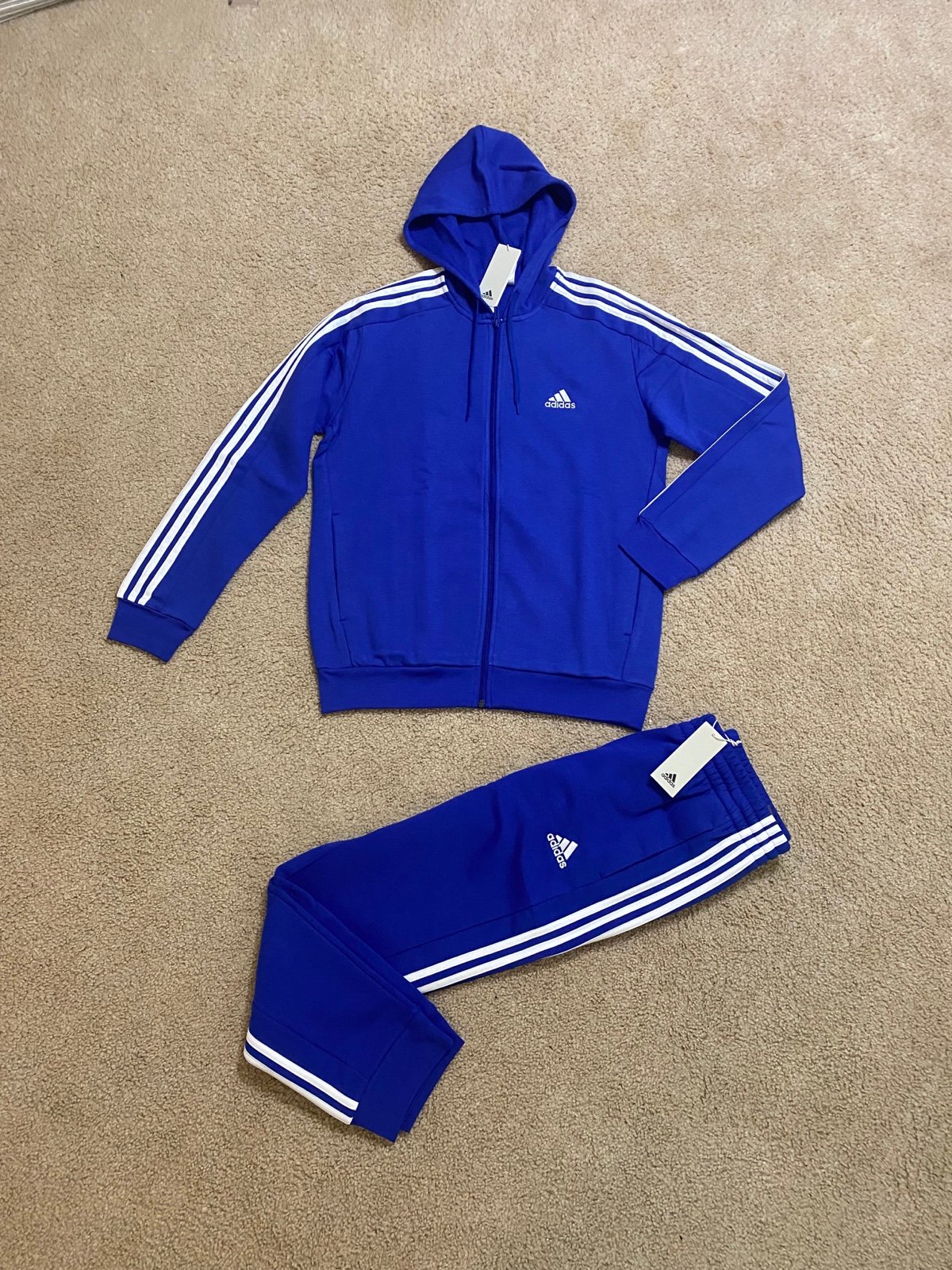 adidas Essentials Tracksuit Mens Authentic 2 Piece Set Sweatsuit New Sz L