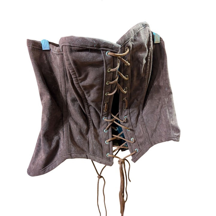 Plus Size Corset Steampunk Ren Fair Cosplay Lace Up Brown Fabric US Seller VEGAN