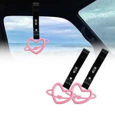 NEW 2PCS SPACE HEART PINK JDM TSURIKAWA RING Black Handle Strap Drift Charm