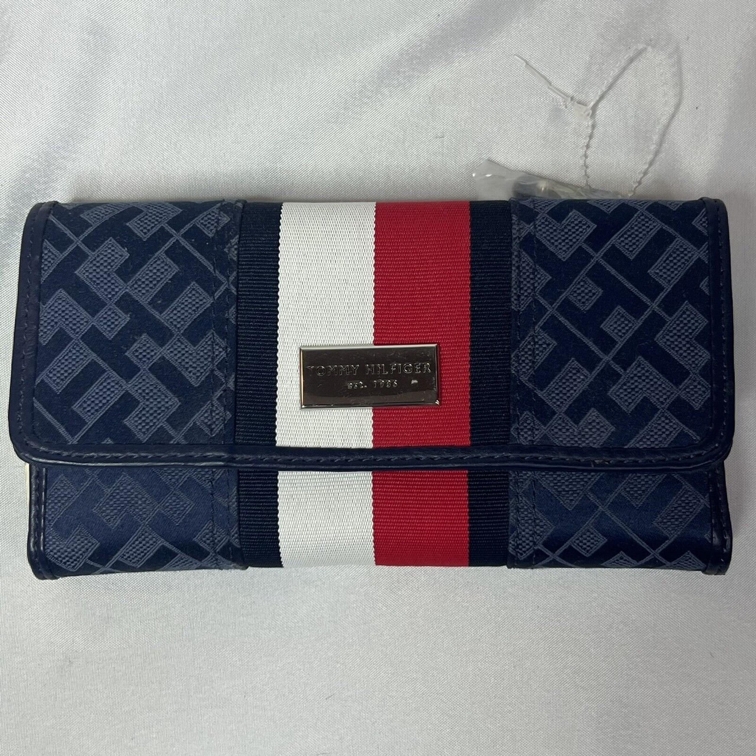 TOMMY HILFIGER Womans Wallet Blue With Blue Logo Pattern