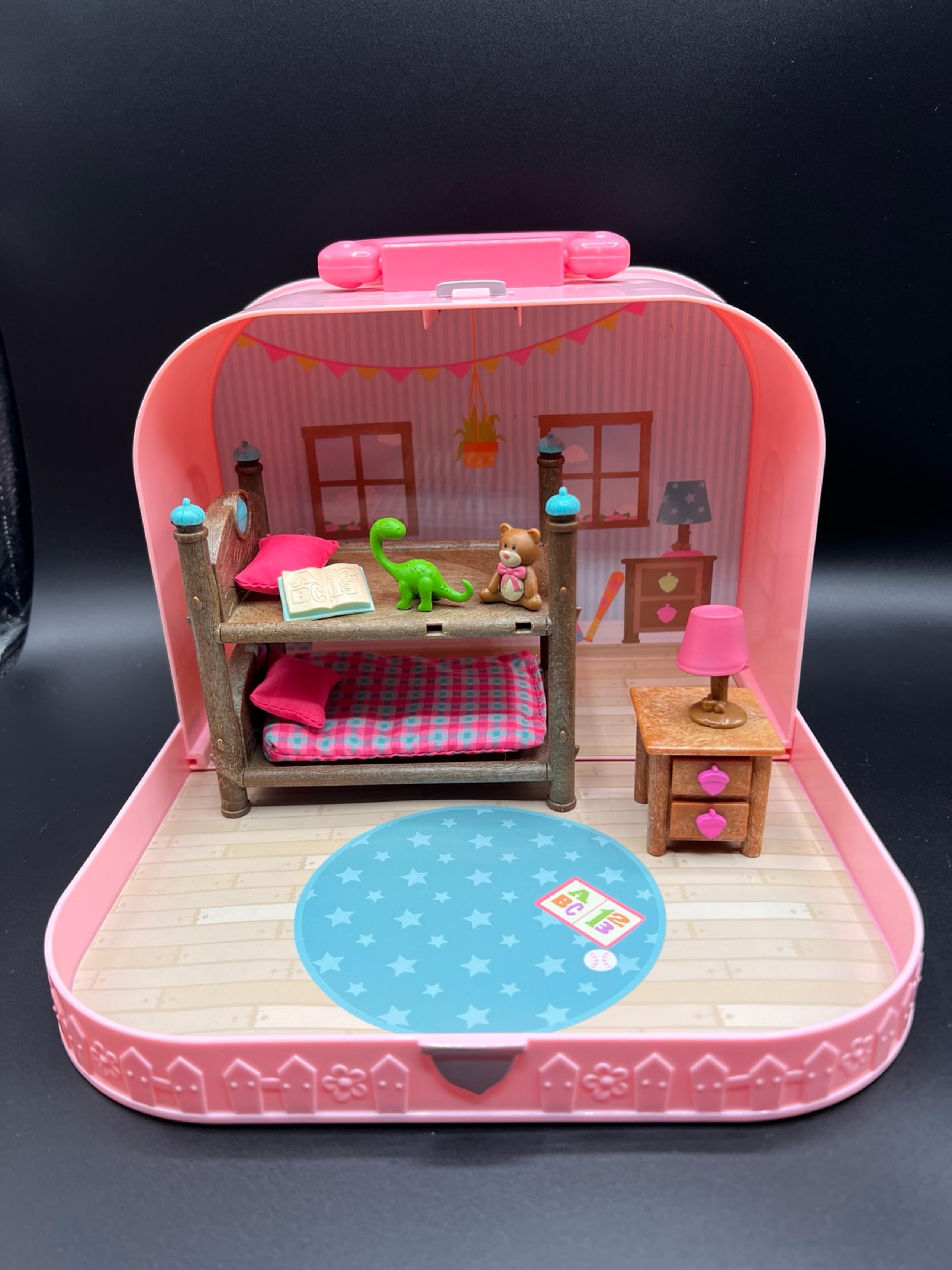 Li'L Woodzeez - Bunk Bed Playset In Carry Case incomplete - Lil Critters