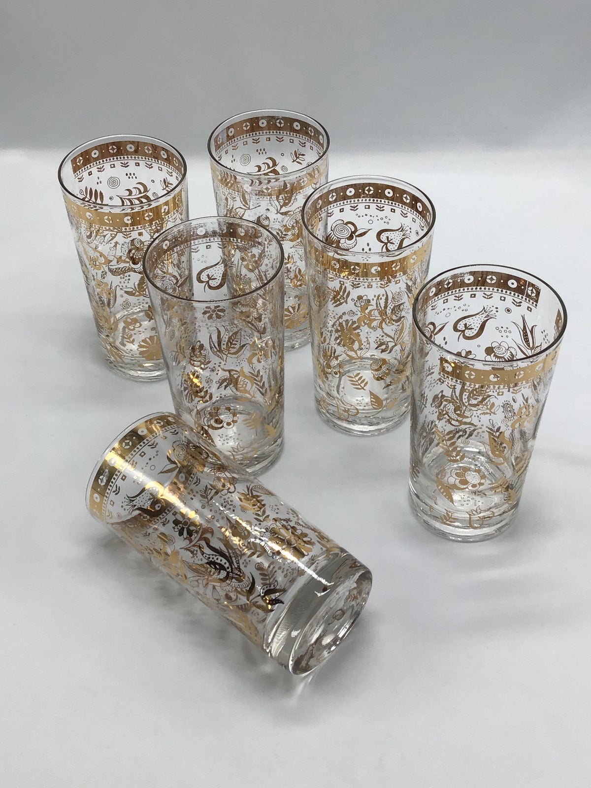 MCM 1955 Georges Briard Set of 6 Persian Garden Highball Glasses ***AS IS***